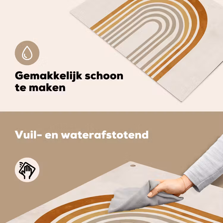 Minimalistisch - Boog - Lijnen - Beige Inductie beschemer met haakjes klein -ky-schoon-nl