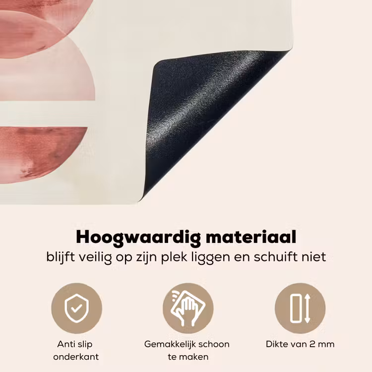 Minimalistisch - Cirkels - Roze Inductie beschemer met haakjes klein -ky-onderkant-nl