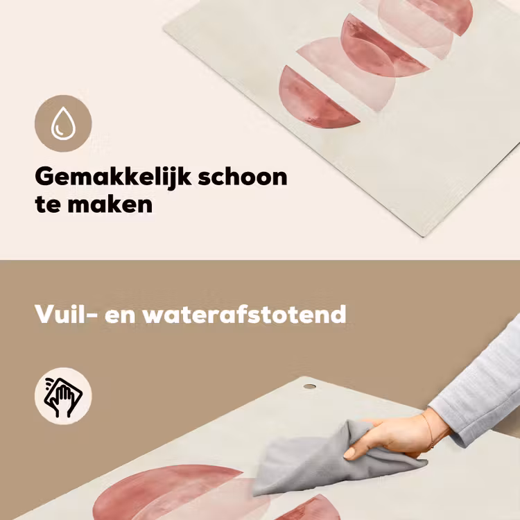 Minimalistisch - Cirkels - Roze Inductie beschemer met haakjes klein -ky-schoon-nl