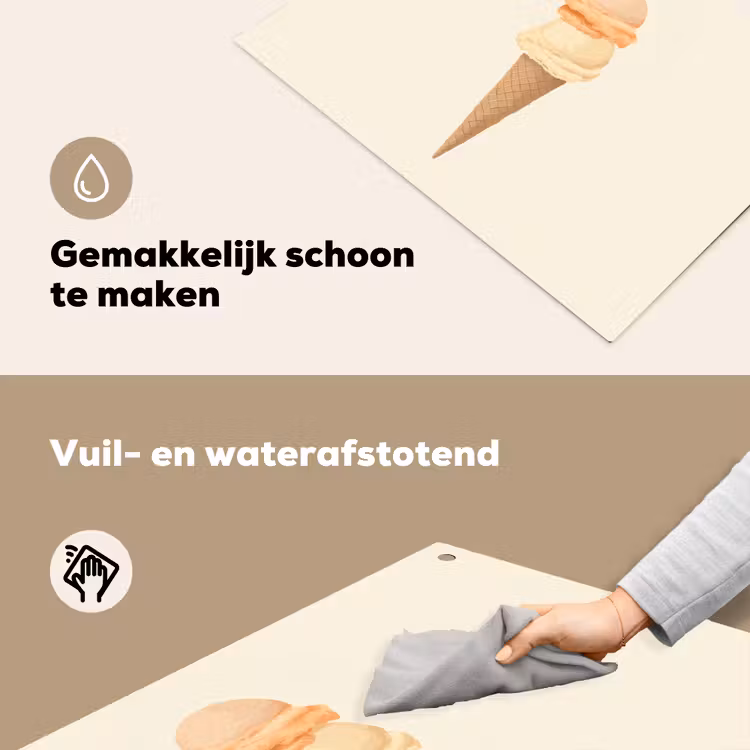 Minimalistisch - Schepijs - Hoorntje - Beige Inductie beschemer met haakjes klein -ky-schoon-nl