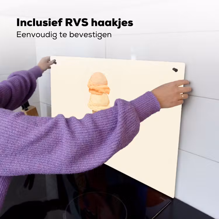 Minimalistisch - Schepijs - Hoorntje - Beige Inductie beschemer met haakjes klein -ky-ophangen-nl