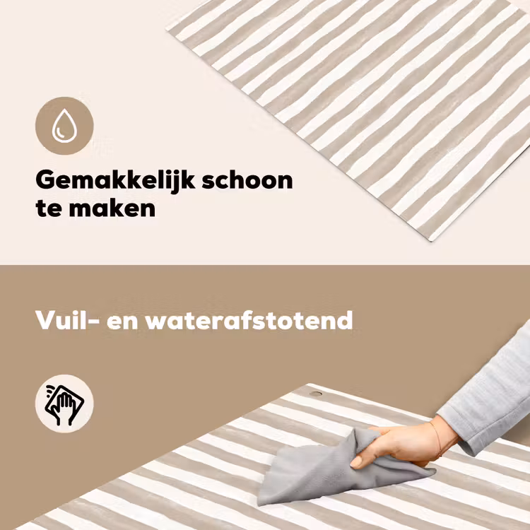 Minimalistisch - Strepen - Beige Inductie beschemer met haakjes klein 777 -ky-schoon-nl