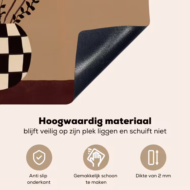 Minimalistisch - Vaas - Bloemen - Bruin Inductie beschemer met haakjes klein -ky-onderkant-nl