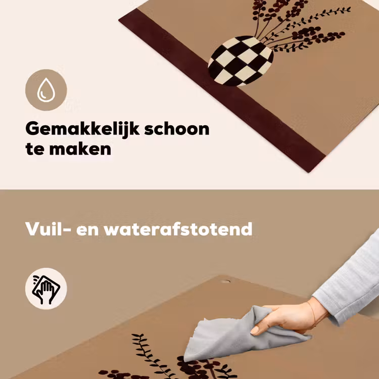 Minimalistisch - Vaas - Bloemen - Bruin Inductie beschemer met haakjes klein -ky-schoon-nl