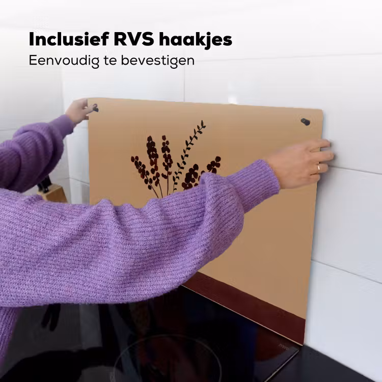Minimalistisch - Vaas - Bloemen - Bruin Inductie beschemer met haakjes klein -ky-ophangen-nl