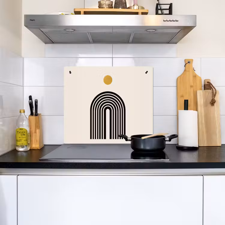 Minimalistisch - Zwarte boog - Gouden cirkel Inductie beschemer met haakjes middel -sfeer2