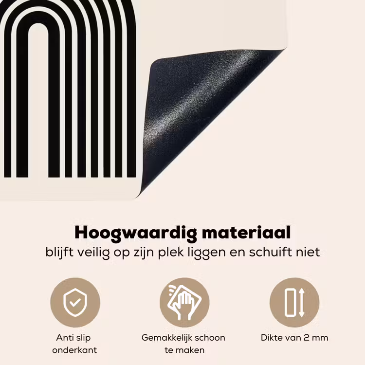 Minimalistisch - Zwarte boog - Gouden cirkel Inductie beschemer met haakjes middel -ky-onderkant-nl