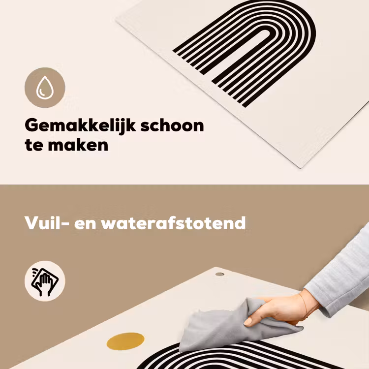 Minimalistisch - Zwarte boog - Gouden cirkel Inductie beschemer met haakjes middel -ky-schoon-nl