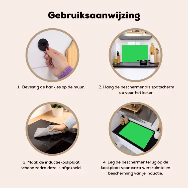 Mint - Green - Groen Inductie beschemer met haakjes klein 777 -ky-gebruik-nl