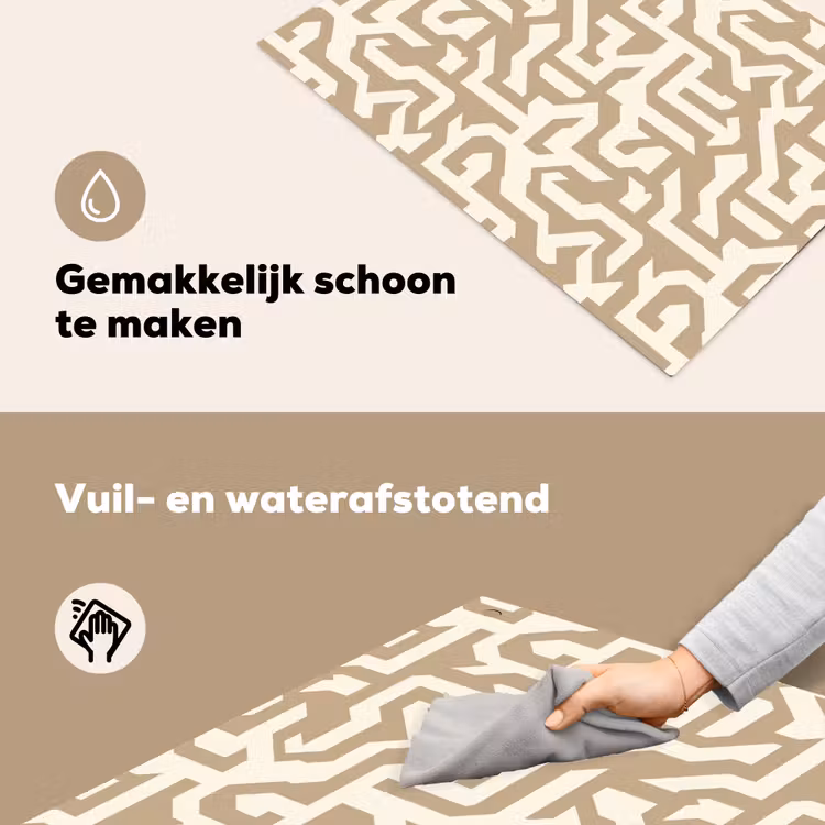 Modern - Abstract - Beige Inductie beschemer met haakjes klein 777 -ky-schoon-nl