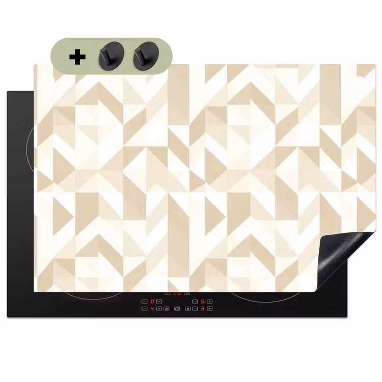 Modern - Abstract - Beige Inductie beschemer met haakjes klein 777 -3d