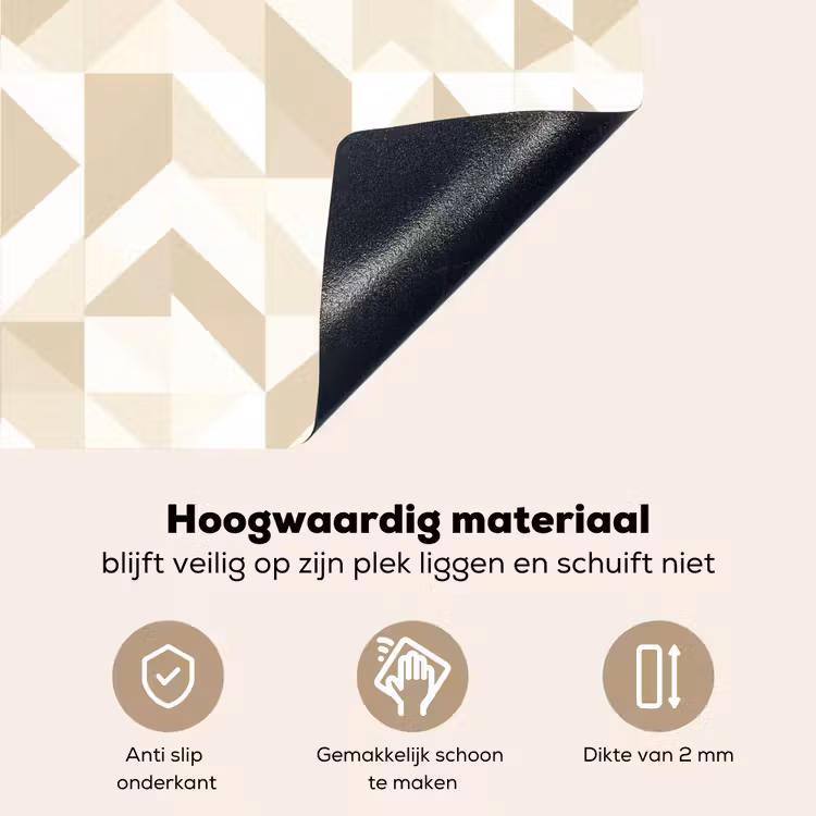 Modern - Abstract - Beige Inductie beschemer met haakjes klein 777 -ky-onderkant-nl