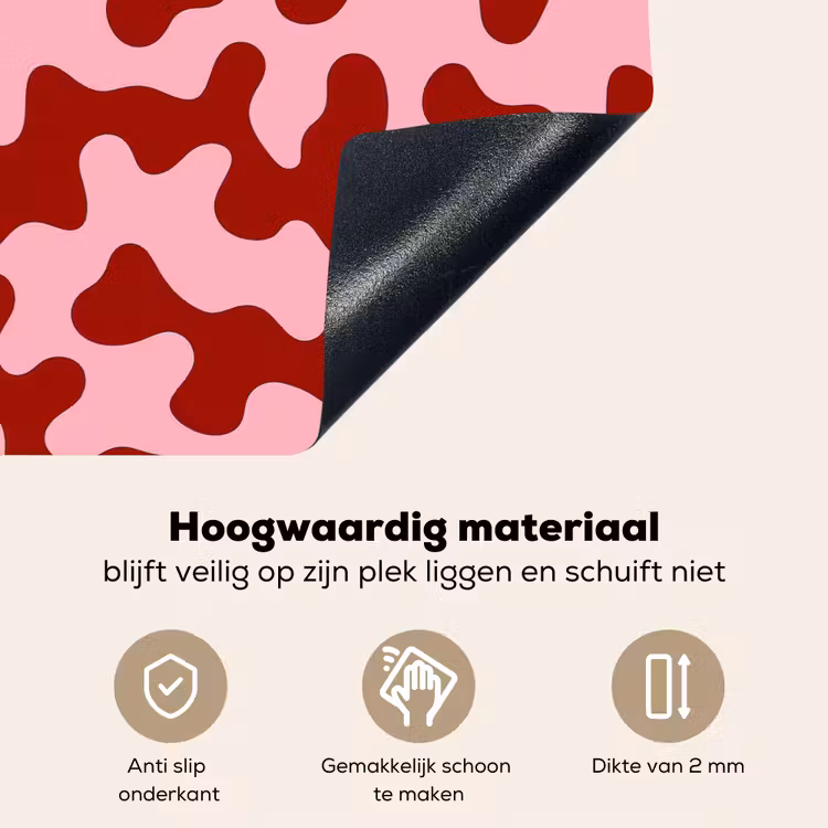 Modern - Abstract - Rood Inductie beschemer met haakjes klein 777 -ky-onderkant-nl