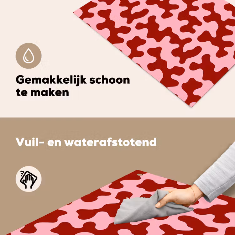 Modern - Abstract - Rood Inductie beschemer met haakjes klein 777 -ky-schoon-nl