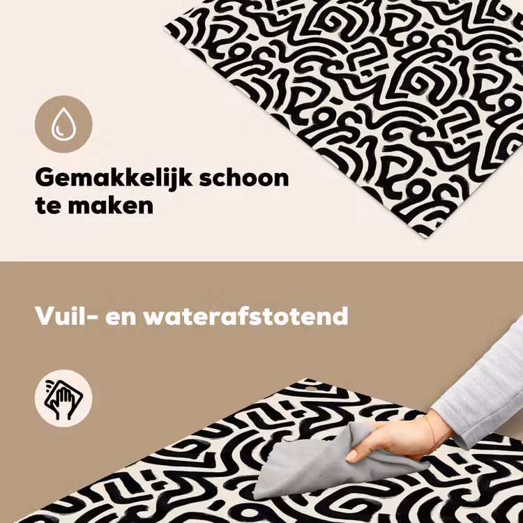 Modern - Abstract - Zwart Inductie beschemer met haakjes klein 777 -ky-schoon-nl
