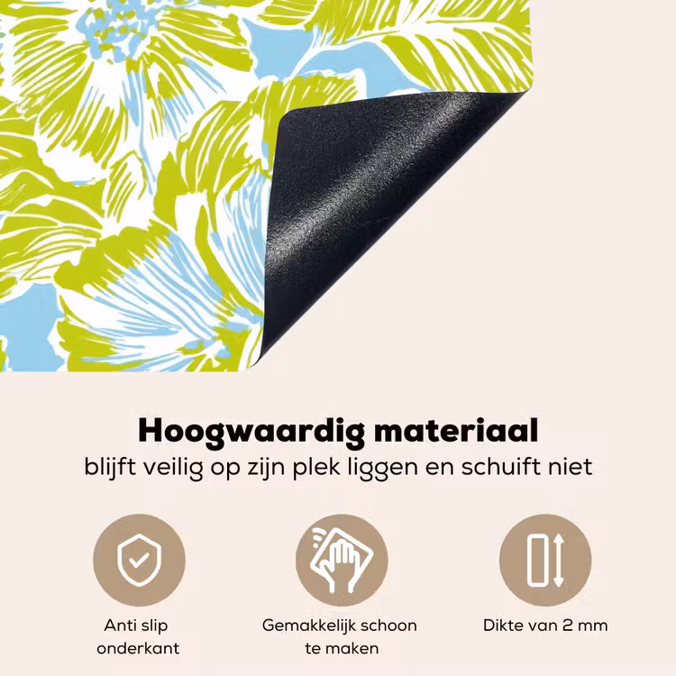 Modern - Bloemen - Groen Inductie beschemer met haakjes klein 777 -ky-onderkant-nl