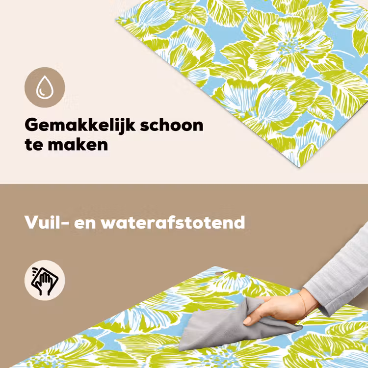 Modern - Bloemen - Groen Inductie beschemer met haakjes klein 777 -ky-schoon-nl
