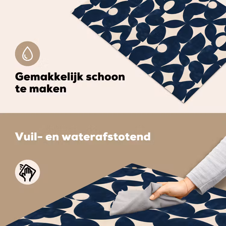 Modern - Geometrisch - Blauw Inductie beschemer met haakjes klein 777 -ky-schoon-nl
