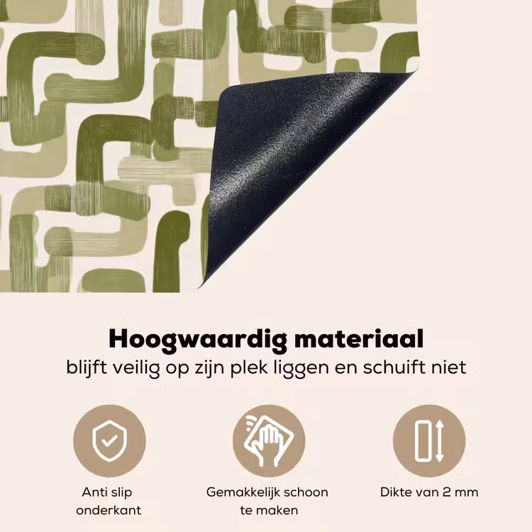 Modern - Grafisch - Groen Inductie beschemer met haakjes klein 777 -ky-onderkant-nl