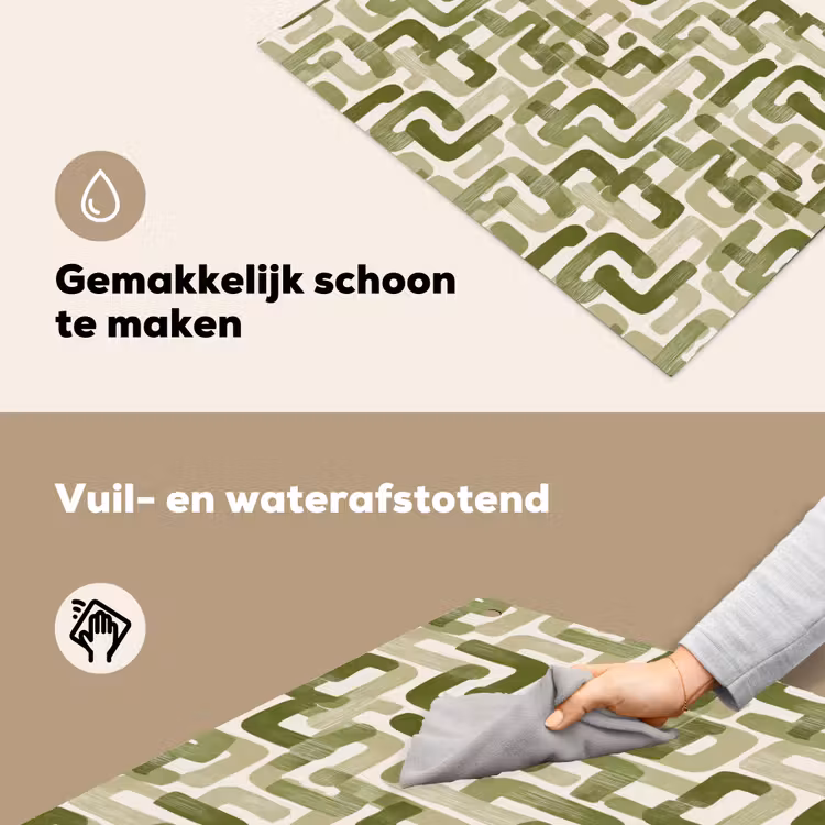 Modern - Grafisch - Groen Inductie beschemer met haakjes klein 777 -ky-schoon-nl