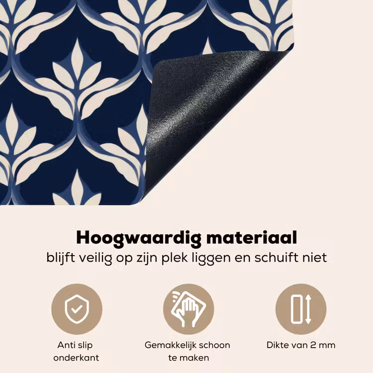 Modern - Ontwerp - Blauw Inductie beschemer met haakjes klein 777 -ky-onderkant-nl