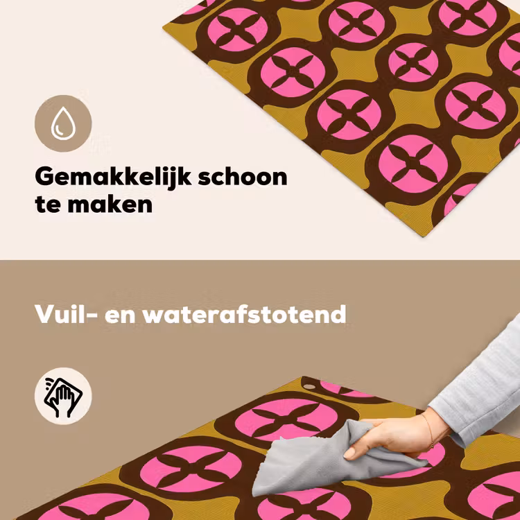 Modern - Patroon - Roze Inductie beschemer met haakjes klein 777 -ky-schoon-nl