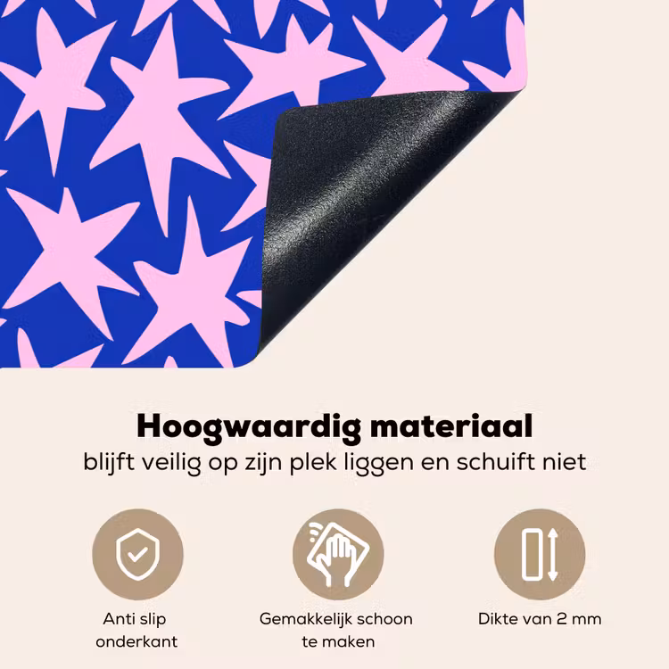 Modern - Sterren - Blauw Inductie beschemer met haakjes klein 777 -ky-onderkant-nl