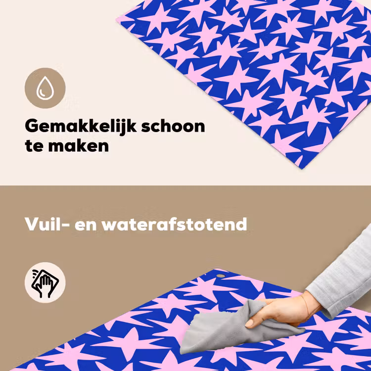 Modern - Sterren - Blauw Inductie beschemer met haakjes klein 777 -ky-schoon-nl