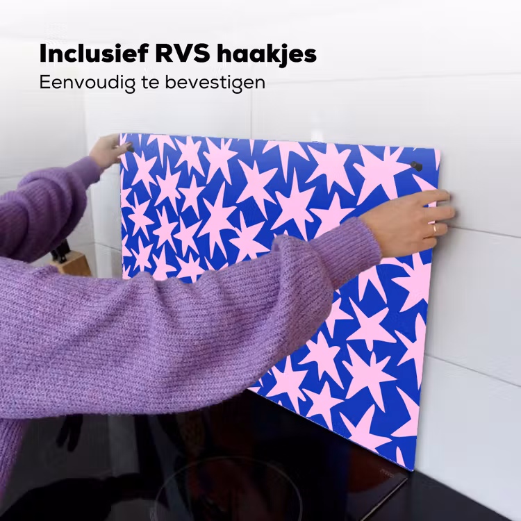 Modern - Sterren - Blauw Inductie beschemer met haakjes klein 777 -ky-ophangen-nl