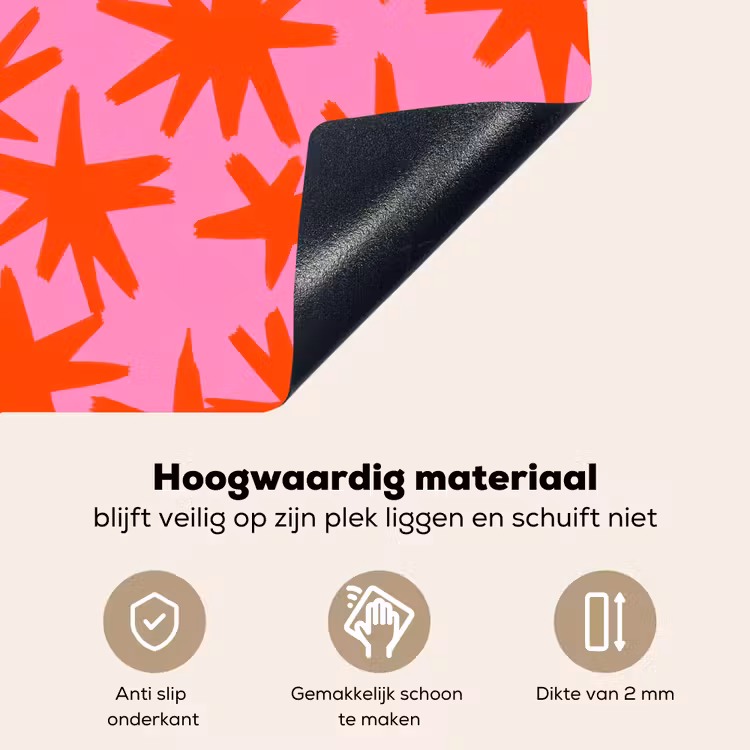 Modern - Sterren - Roze Inductie beschemer met haakjes klein 777 -ky-onderkant-nl