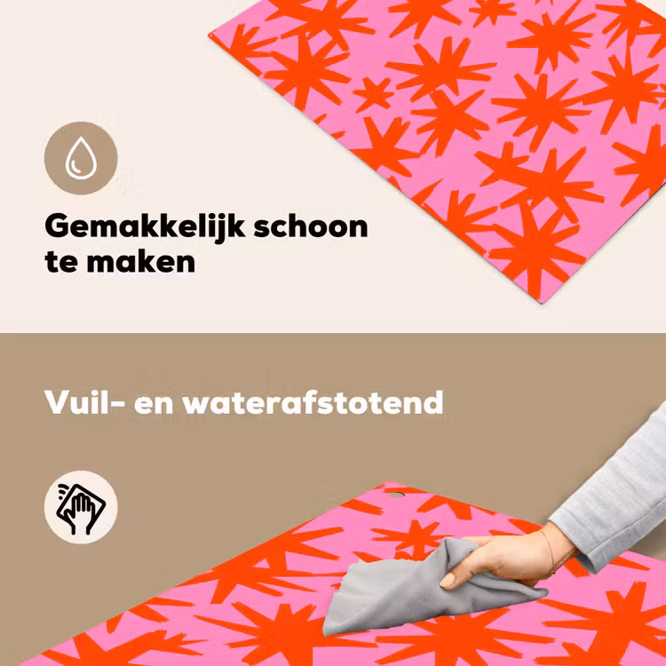 Modern - Sterren - Roze Inductie beschemer met haakjes klein 777 -ky-schoon-nl