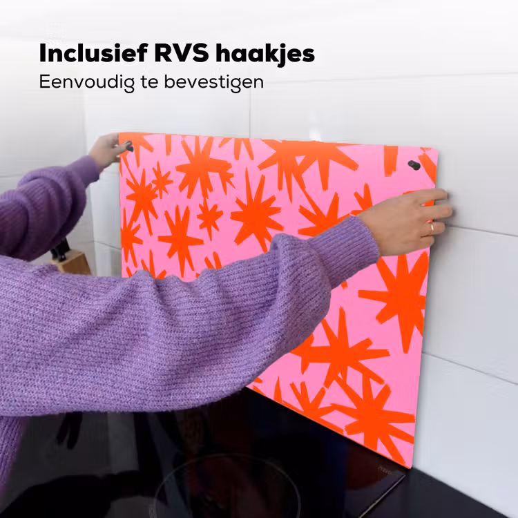 Modern - Sterren - Roze Inductie beschemer met haakjes klein 777 -ky-ophangen-nl