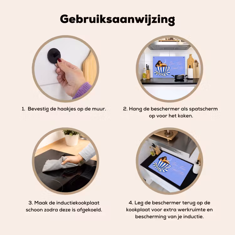 Mok - Koffie - Vrouw - Paars Inductie beschemer met haakjes klein -ky-gebruik-nl