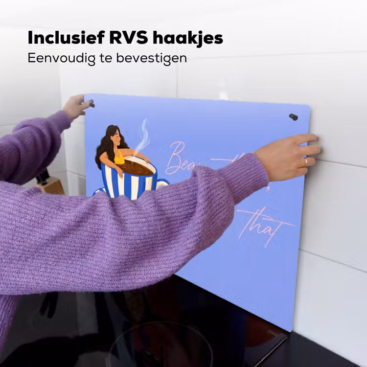 Mok - Koffie - Vrouw - Paars Inductie beschemer met haakjes klein -ky-ophangen-nl