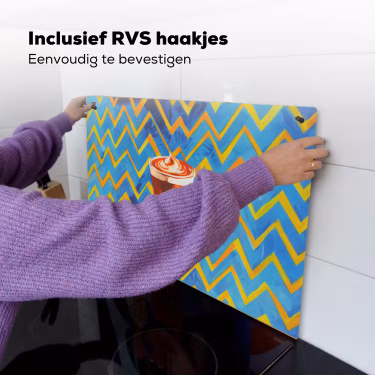 Mok - Koffie - Zigzag - Slagroom Inductie beschemer met haakjes klein -ky-ophangen-nl