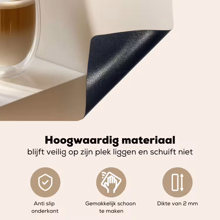 Mok - Latte - Minimalistisch - Schaduw Inductie beschemer met haakjes klein -ky-onderkant-nl