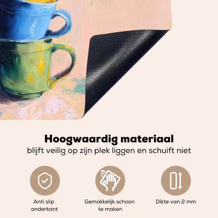 Mokken - Gestapeld - Keramiek - Kleurrijk Inductie beschemer met haakjes middel -ky-onderkant-nl