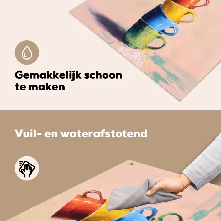 Mokken - Gestapeld - Keramiek - Kleurrijk Inductie beschemer met haakjes middel -ky-schoon-nl