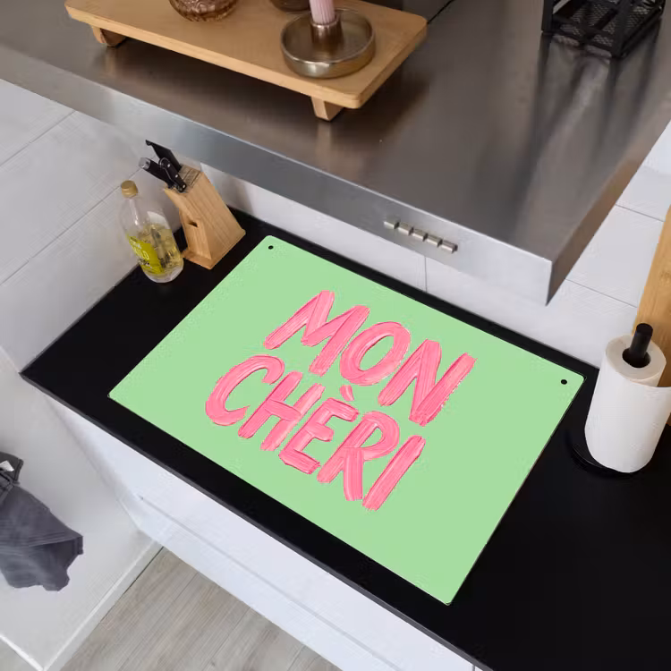 Mon cheri - Groen - Roze Inductie beschemer met haakjes klein -sfeer1