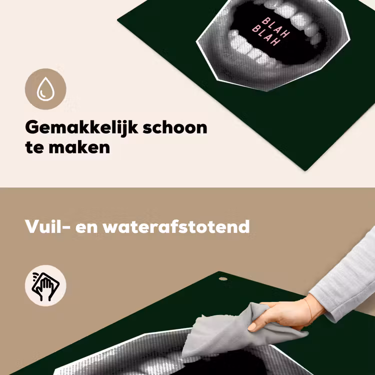 Mond - Groen - Illustratie - BLAH BLAH Inductie beschemer met haakjes klein -ky-schoon-nl