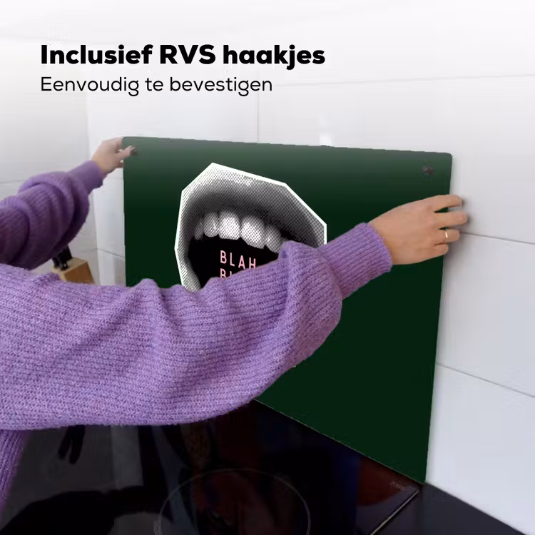 Mond - Groen - Illustratie - BLAH BLAH Inductie beschemer met haakjes klein -ky-ophangen-nl