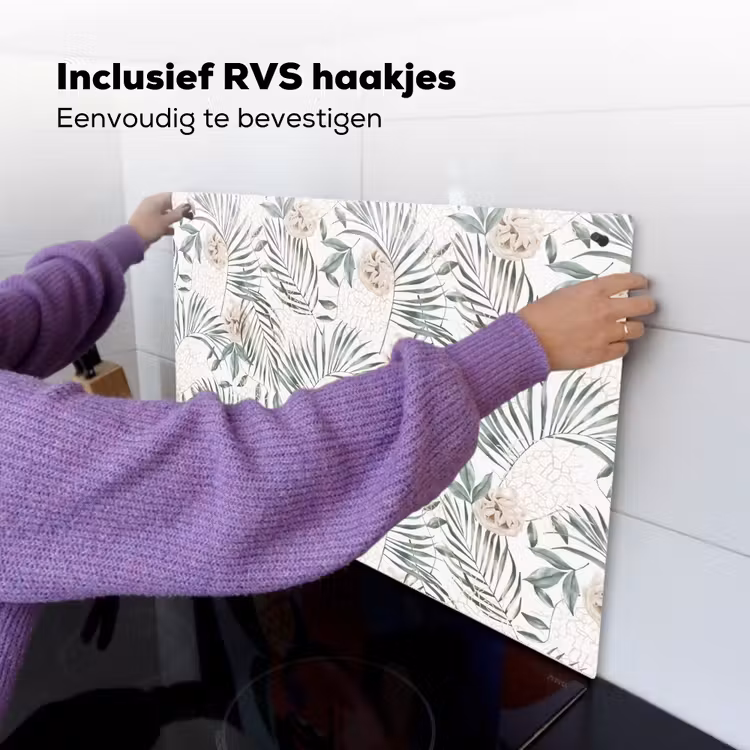 Monstera - Palmblad - Jungle - Tropisch Inductie beschemer met haakjes klein -ky-ophangen-nl