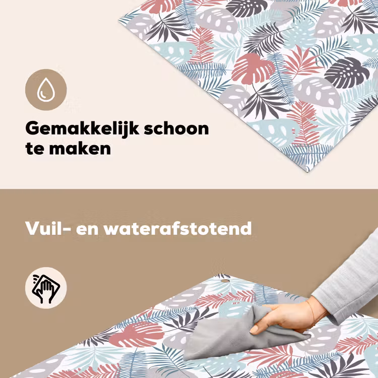 Monstera - Pastel - Bladeren - Tropical Inductie beschemer met haakjes middel -ky-schoon-nl