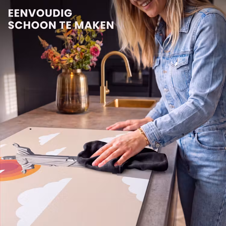 Monument - Stad - Zonsondergang - Minimalistisch - Oranje Inductie beschemer met haakjes klein -ky-schoon-nl