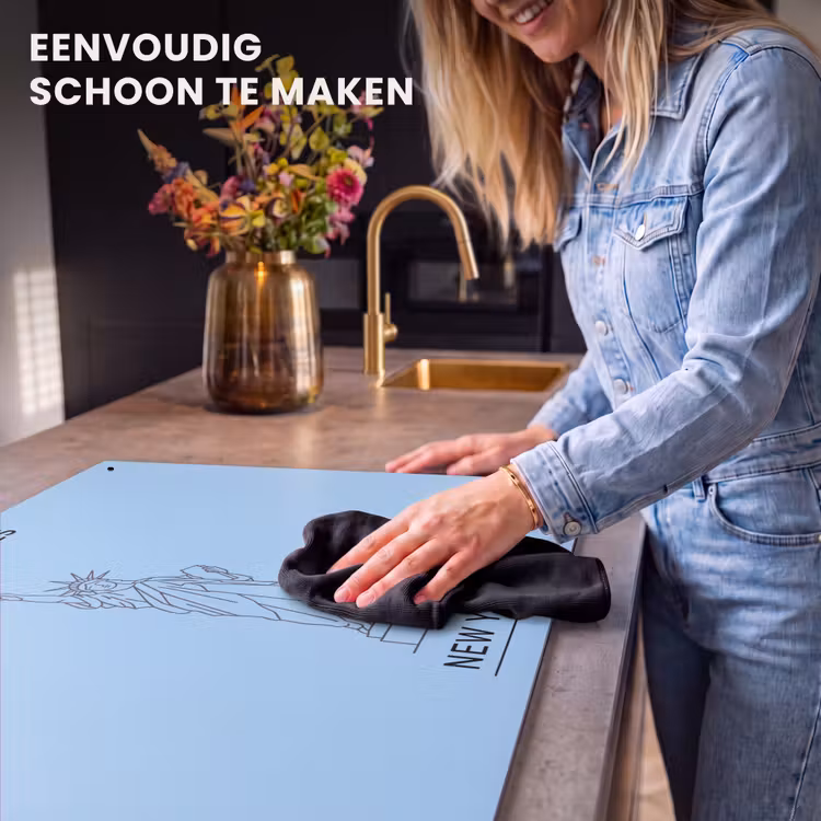 Monument - Vrijheidsbeeld - New York - Minimalistisch - Blauw Inductie beschemer met haakjes klein -ky-schoon-nl