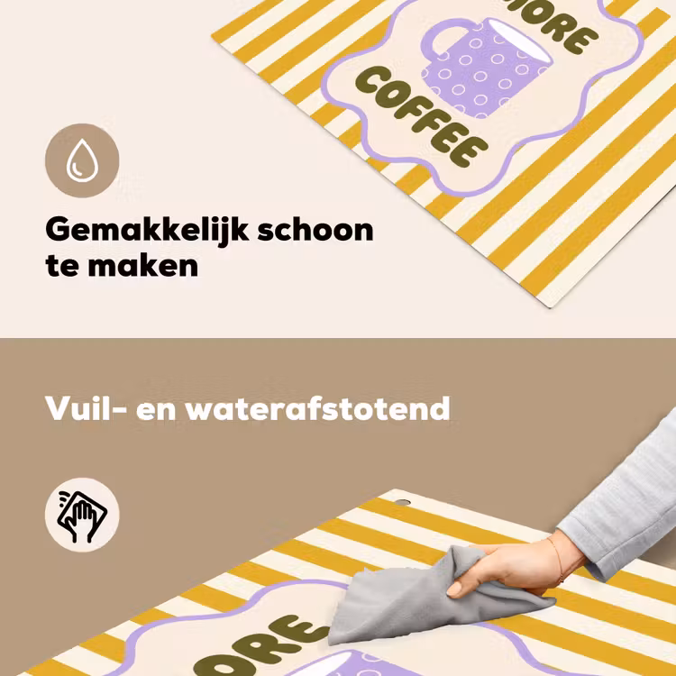 More coffee - Geel - Paars - Strepen - Mok Inductie beschemer met haakjes klein -ky-schoon-nl