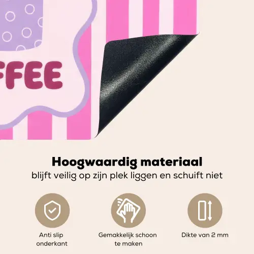 More coffee - Roze - Paars - Strepen - Mok Inductie beschemer met haakjes klein -ky-onderkant-nl