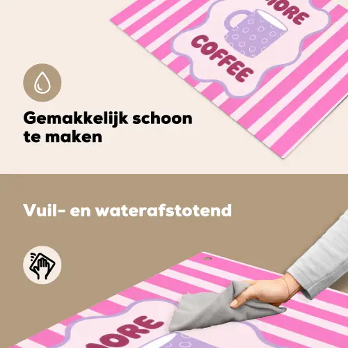 More coffee - Roze - Paars - Strepen - Mok Inductie beschemer met haakjes klein -ky-schoon-nl