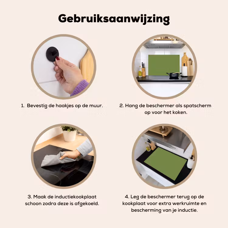 Moss - Green - Groen Inductie beschemer met haakjes klein 777 -ky-gebruik-nl