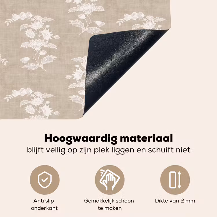 Motief - Beige - Linnen Inductie beschemer met haakjes klein 777 -ky-onderkant-nl